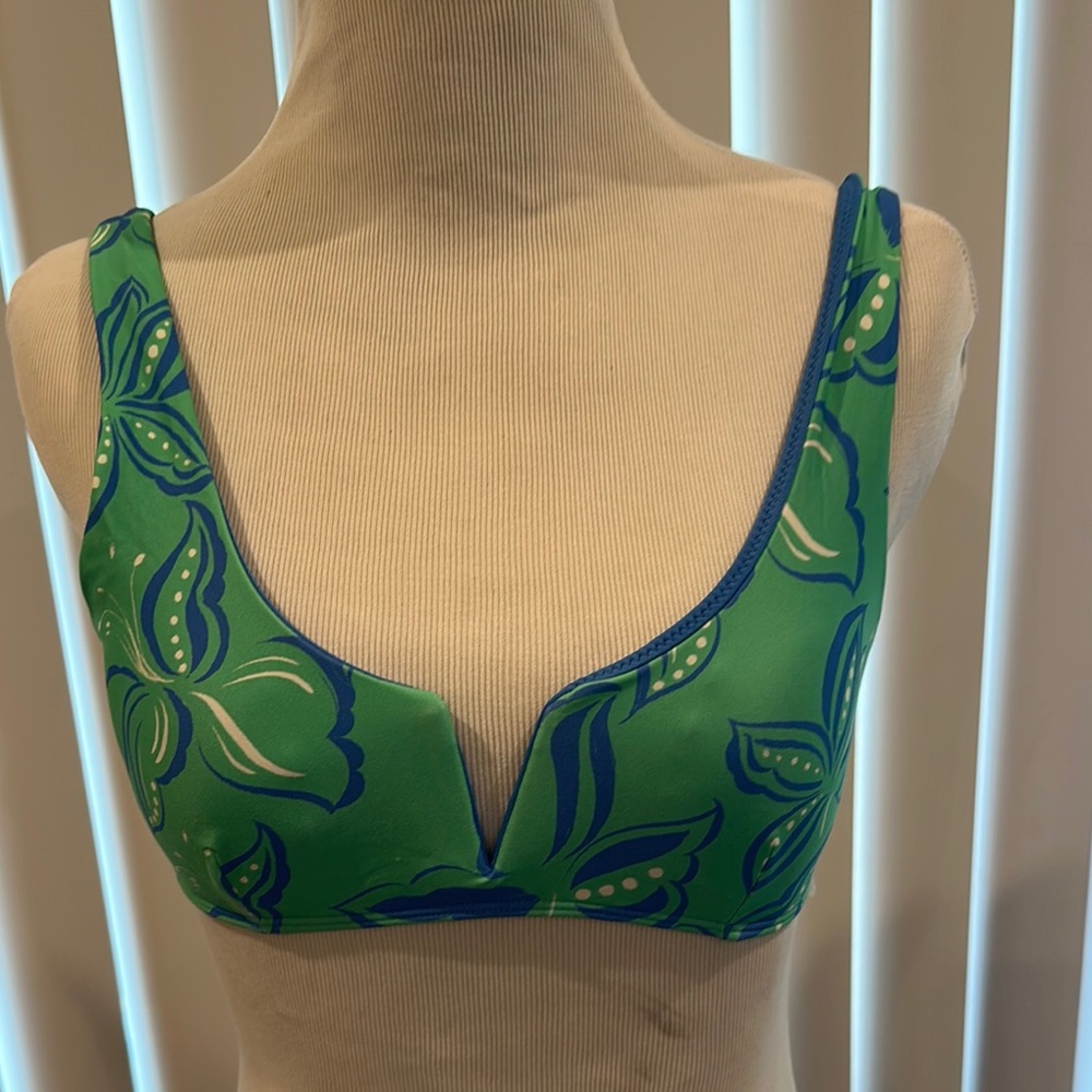 O’Neill Green and Blue Floral Bikini Top